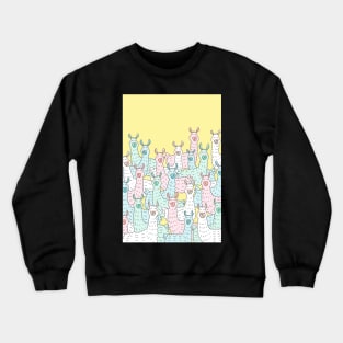 Llama Party - Pastel and Yellow Crewneck Sweatshirt